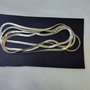 23" inch Long Silver Herringbone Shiny Flat Chain